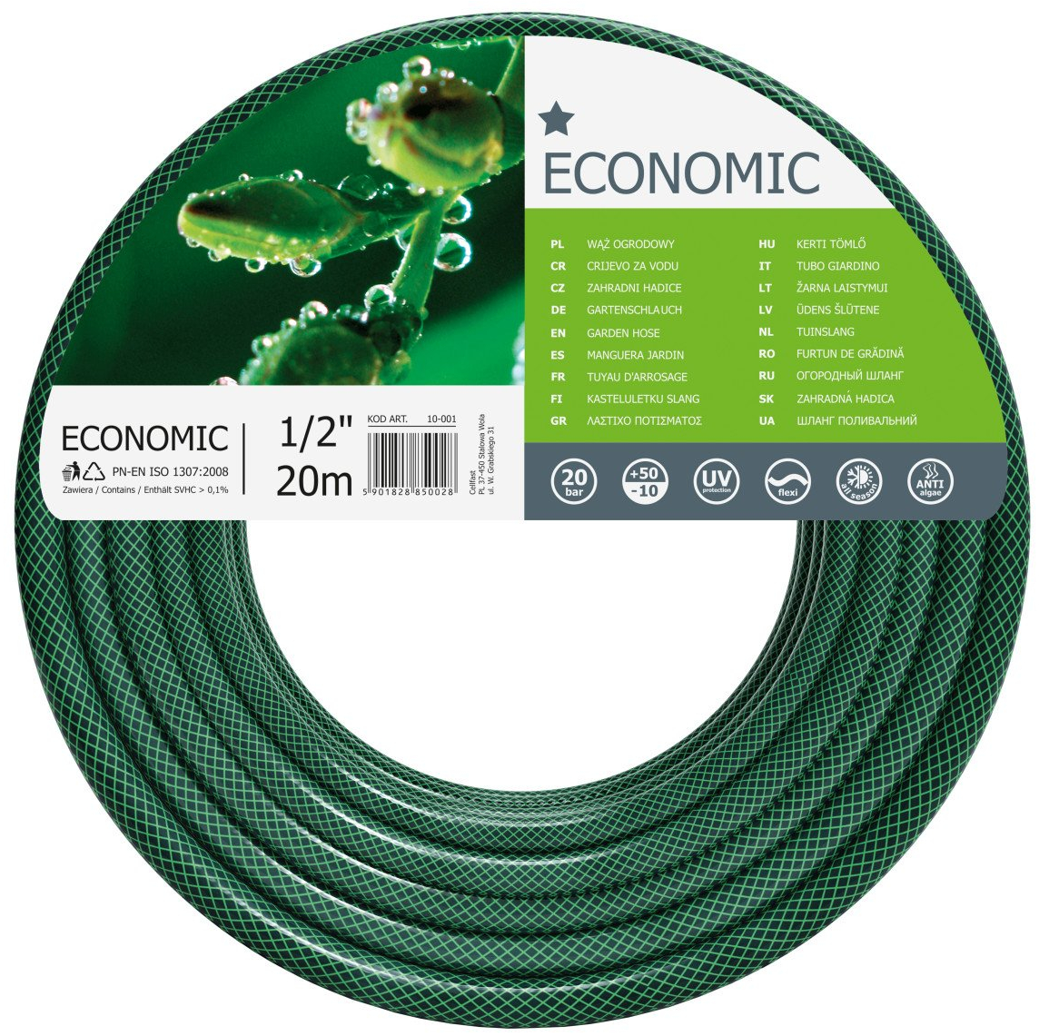 furtun pentru gradina cellfast economic, 3 straturi cu armatura, 1 2 20m, protectie uv - imagine 5